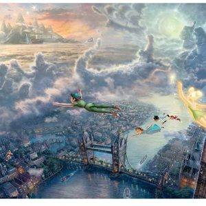 Tinkerbell and Peter Pan fly to neverland canvas poster 16x24
